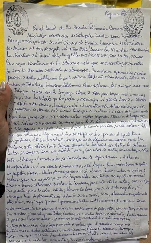 La carta que escribió Nancy a las autoridades educativas